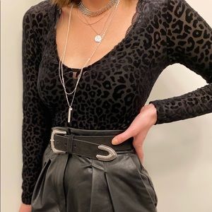 Black Leopard Print Bodysuit